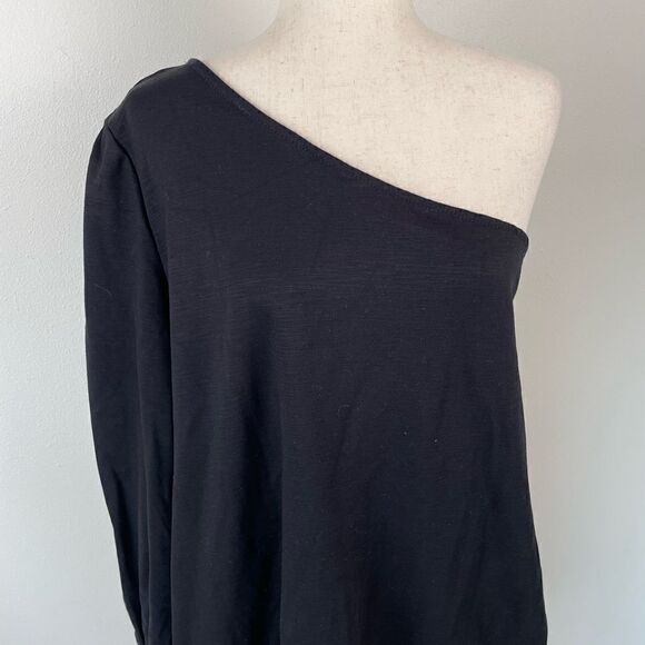 NWT Free People One Shoulder Black Top Size L - Picture 2 of 9